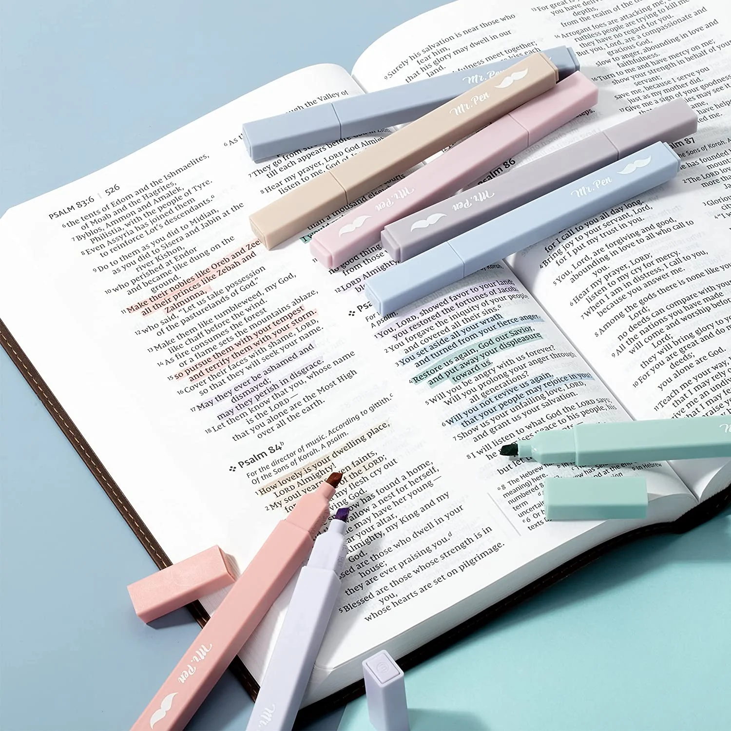 Aesthetic Highlighters, 8 Pack, Assorted Colors, No-Bleed Ink, Chisel Tip, Cute Bible-Safe Study & Journaling Supplies - Image 7