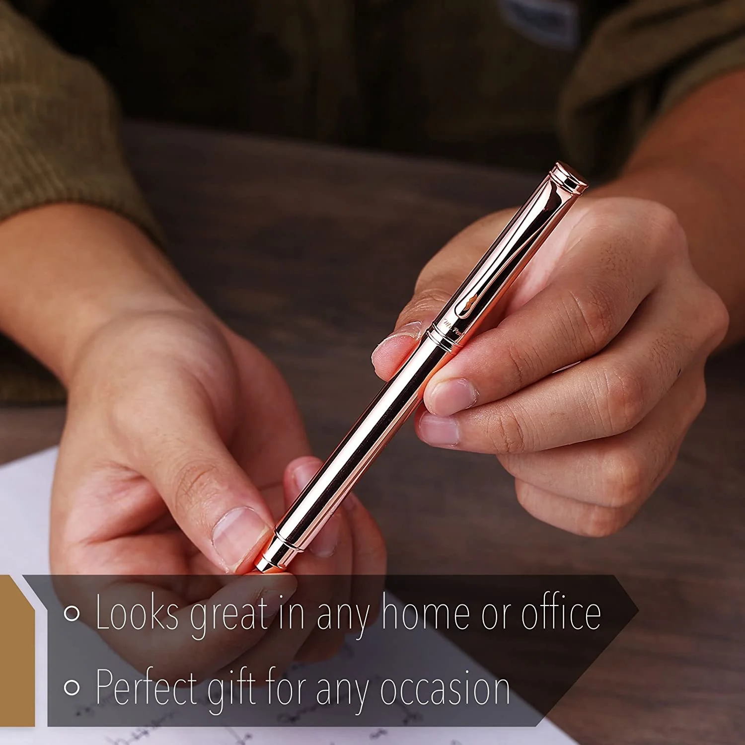 Luxury Pen, Rose Gold Metal Barrel, Black Ink, Fine Point, Executive Gift Pen with Extra Refill - Image 7